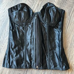 Frederick’s of Hollywood Black Zipper Bridal Fitted Corset Top 36D Large